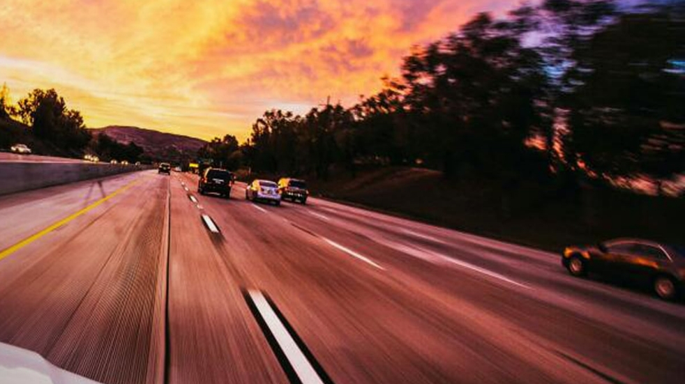 Sunset view of an American highway